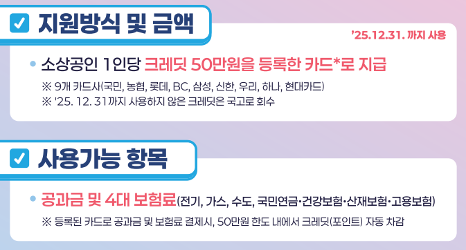 지원금액 및 사용처