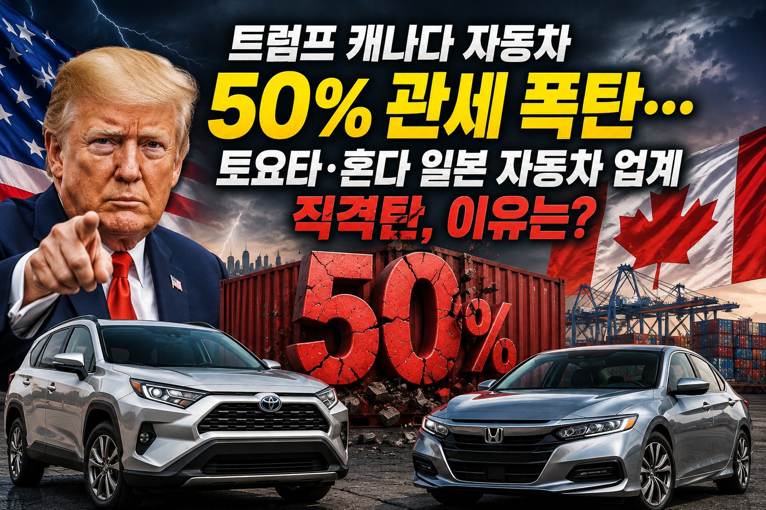 트럼프 캐나다 자동차 50% 관세 폭탄… 토요타·혼다 일본 자동차 업계 직격탄, 이유는? 관련 사진