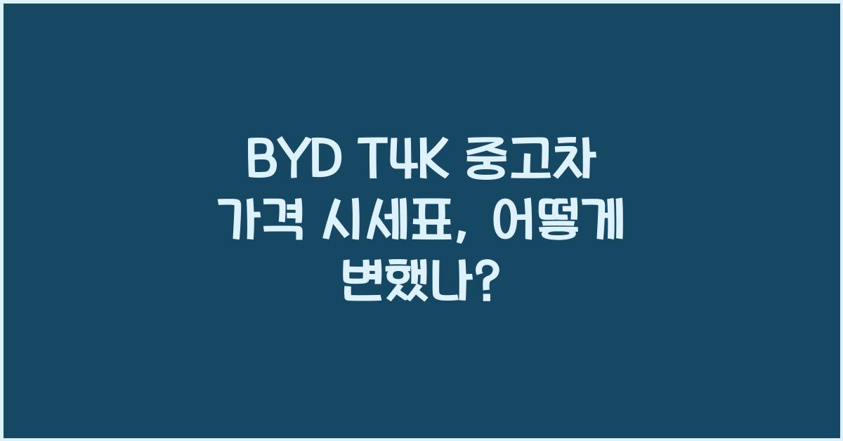 BYD T4K 중고차 가격 시세표