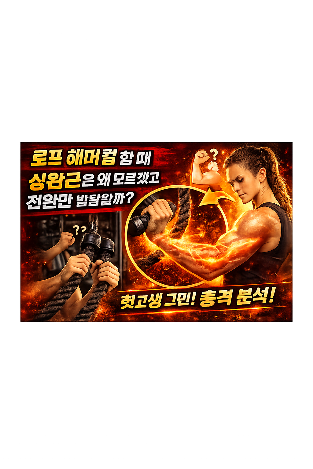 로프 해머컬에서 상완근 자극이 안 오는 이유