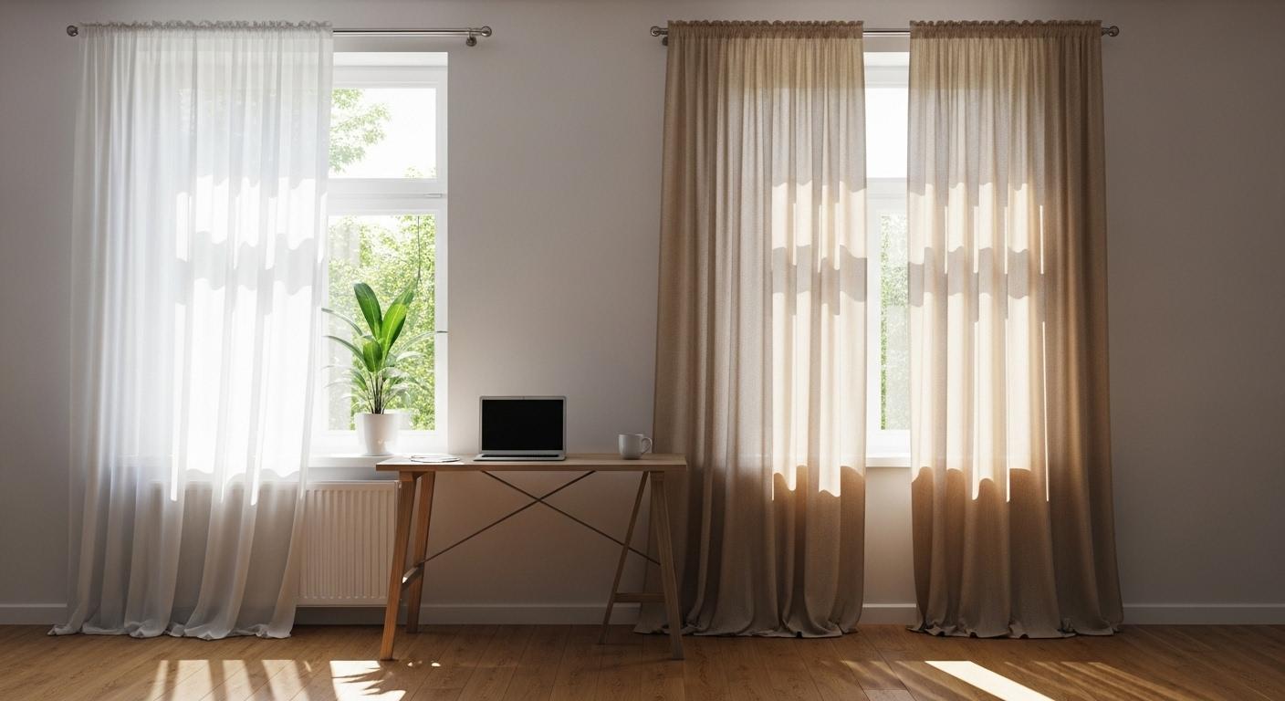 커튼 1장 2장 비교