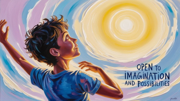 상상력과 가능성에 열려 있는 사람에 관한 그림