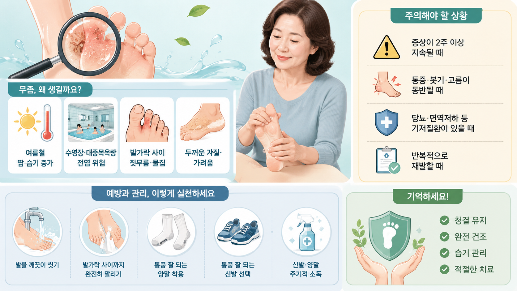 여름철 무좀, 발가락 사이 짓무름&middot;물집&middot;각질이 생기면 어떻게 해야 할까?
