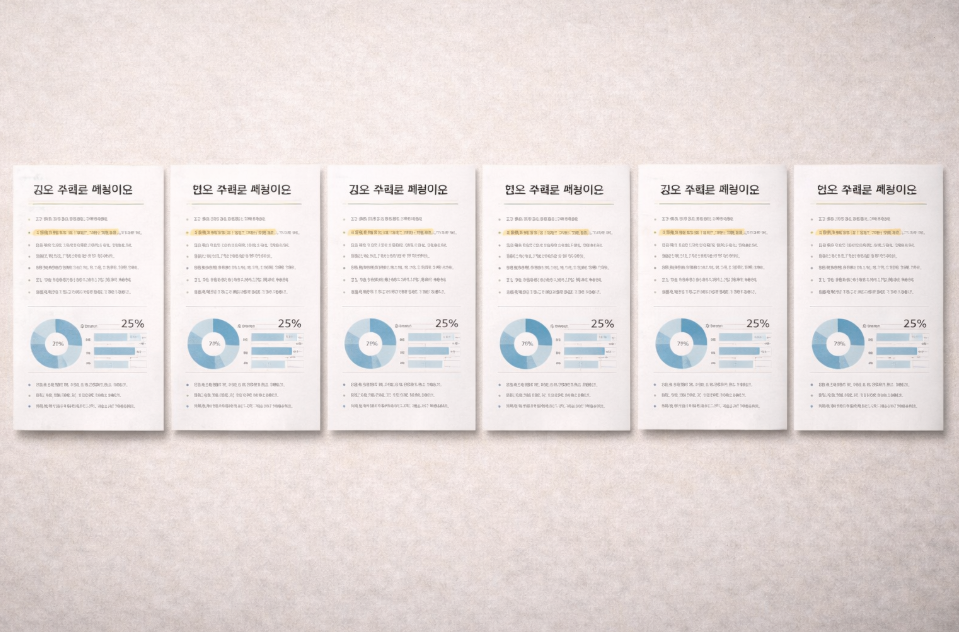 비슷한 정보가 반복되는 블로그 구조를 표현한 이미지