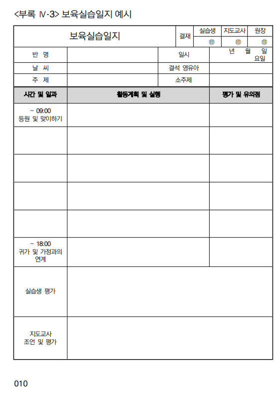 보육실습 일지 작성법