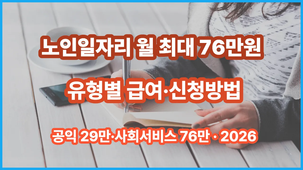 노인일자리 2026 유형별 급여 신청방법 공익활동 사회서비스형 최대 76만원