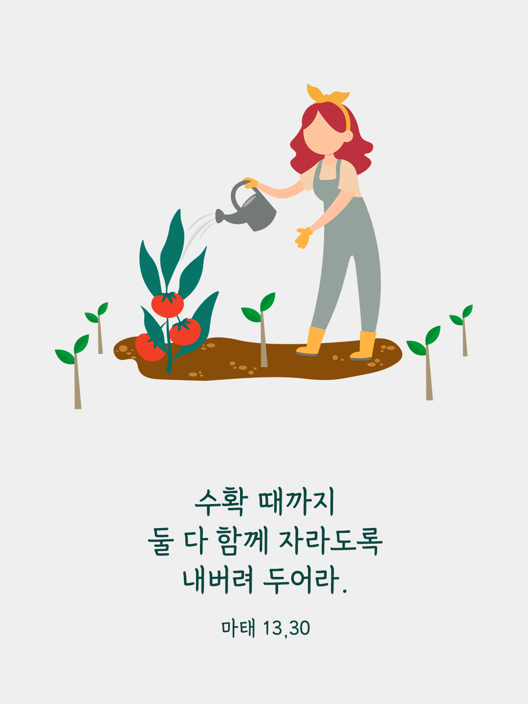 수확 때까지 둘 다 함께 자라도록 내버려 두어라. (마태 13&#44;30)