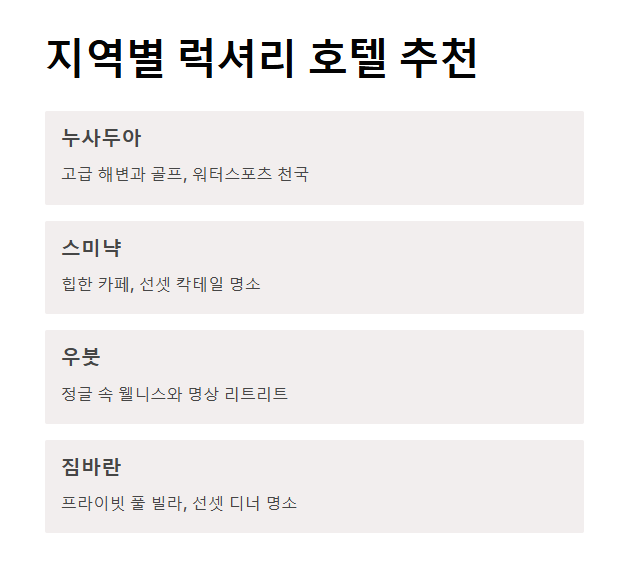 발리 럭셔리 호텔 추천 최고의 휴식을 위한 완벽한 선택