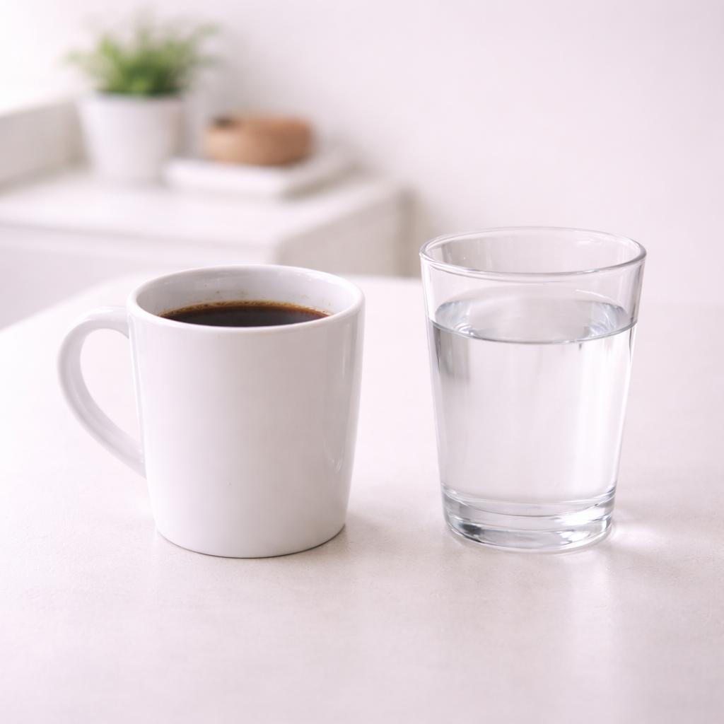 이명 악화 요인으로 개인차가 있는 카페인 섭취를 상징하는 정물 이미지