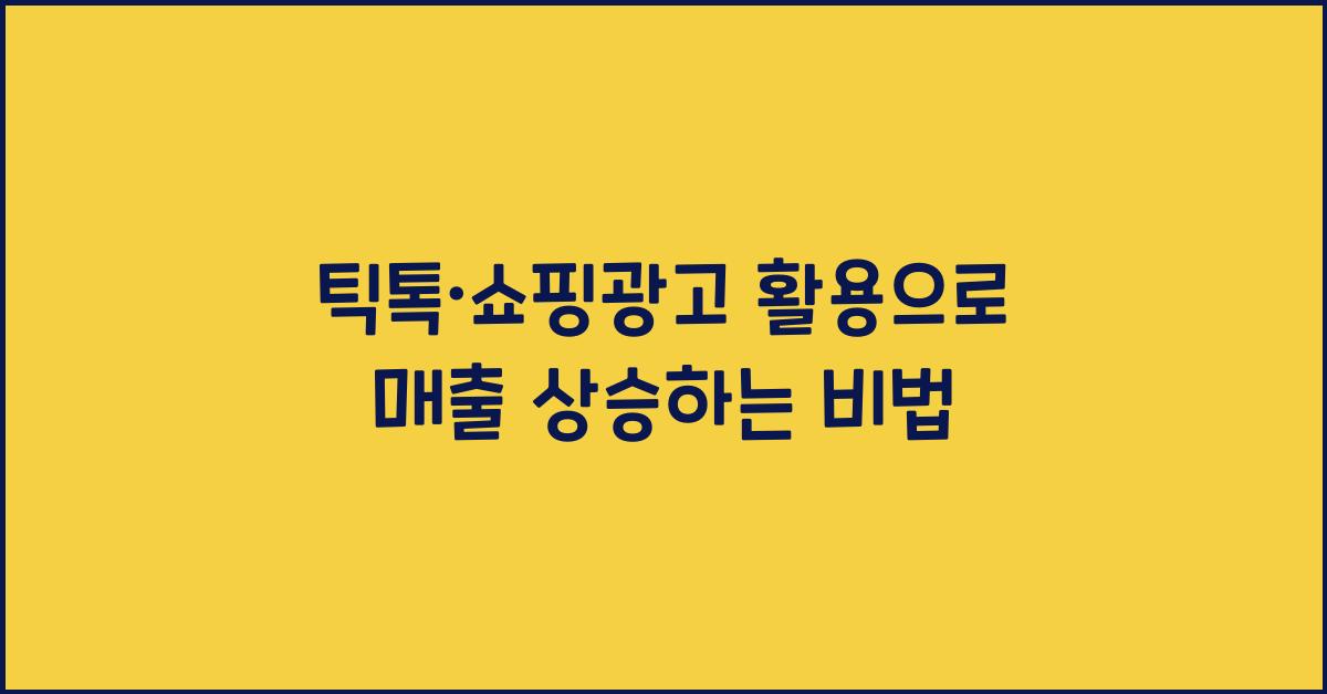 틱톡·쇼핑광고활용