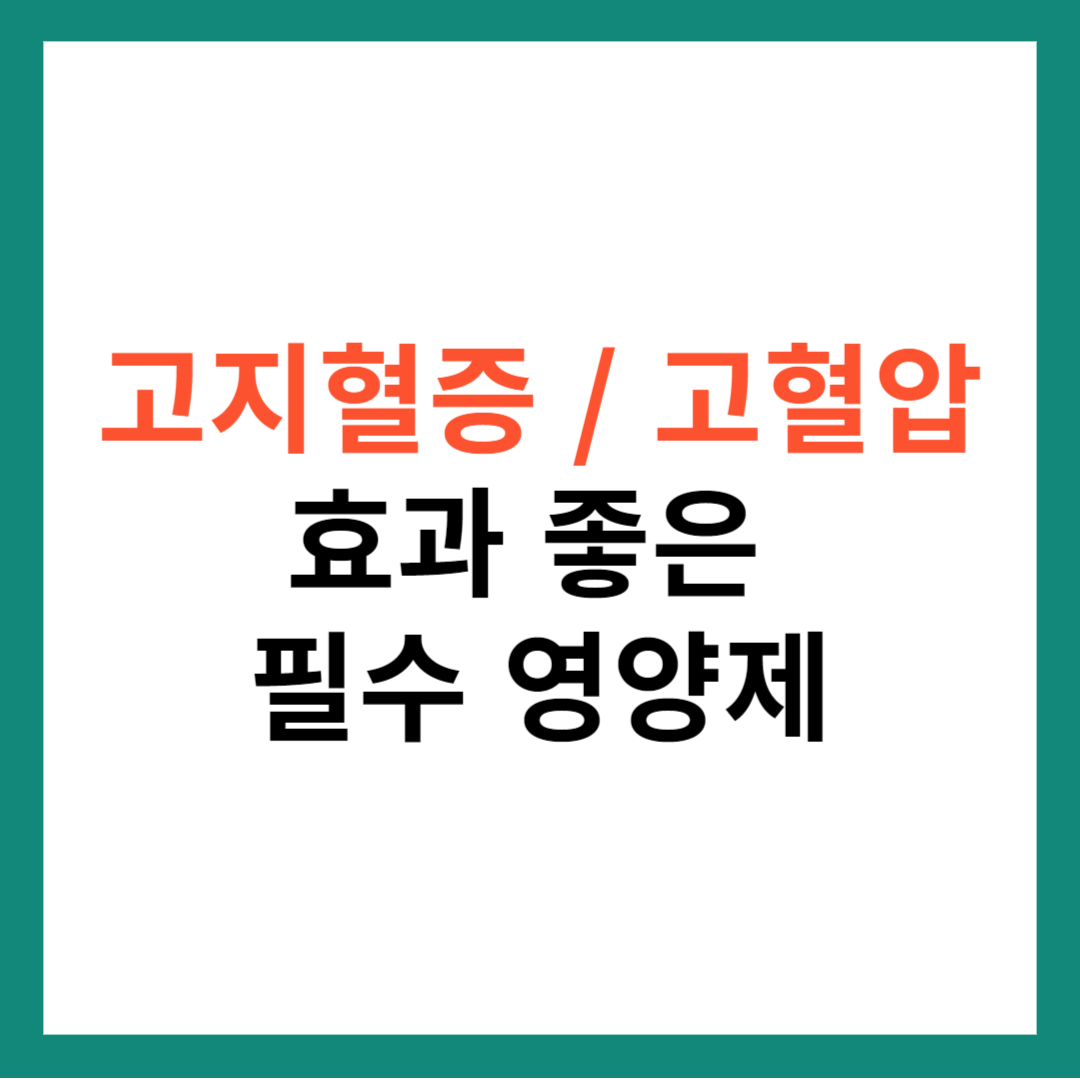 고지혈증과 고혈압에 좋은 필수 영양제