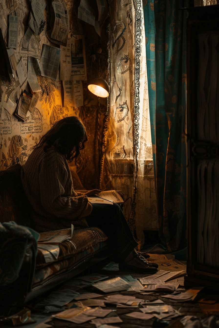 낡은-쇼파-위에-앉아-있는-여성