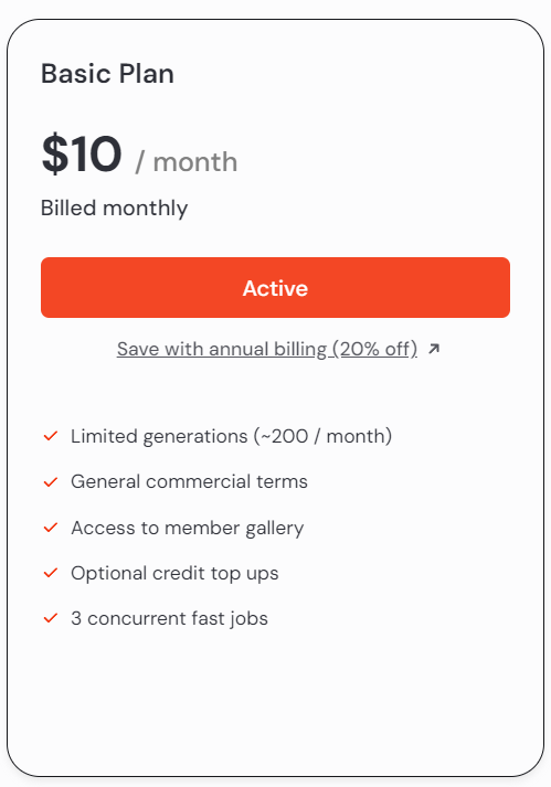 미드저니 Basic Plan 한달 비용 10달러
