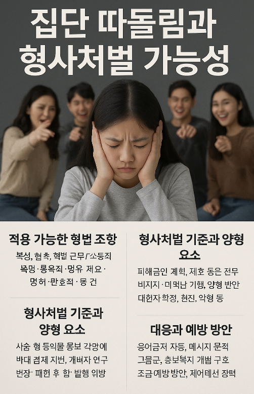 집단 따돌림에 적용하는 형법, 처벌 기준, 실무적 대응