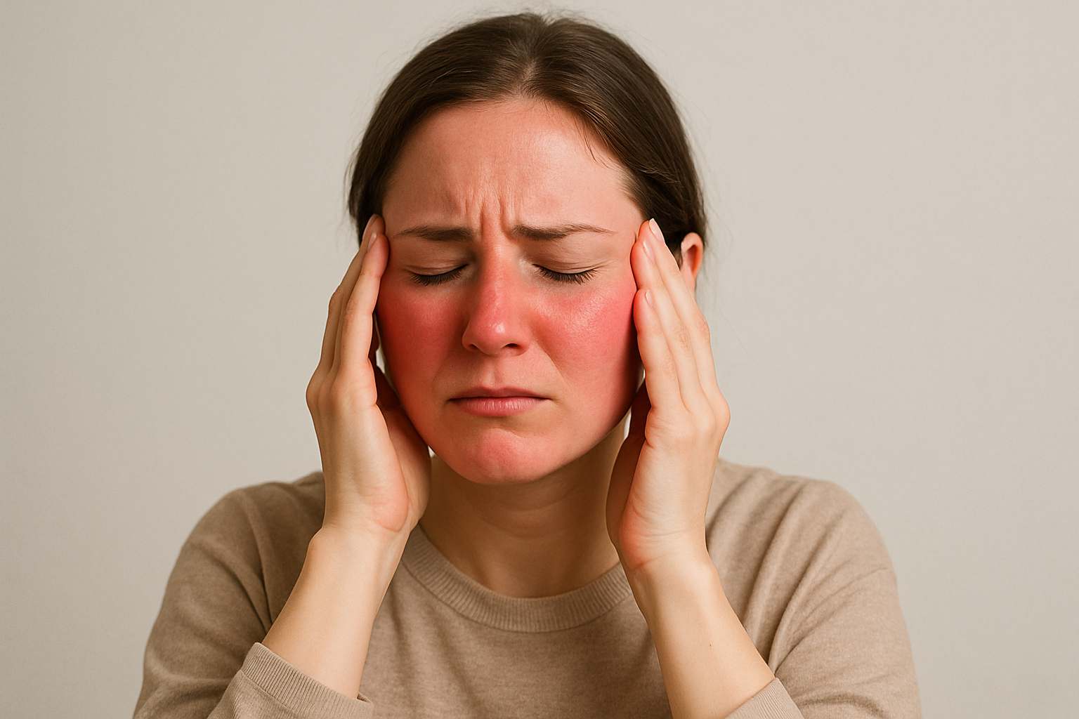 안면홍조로 힘들어 하는 모습