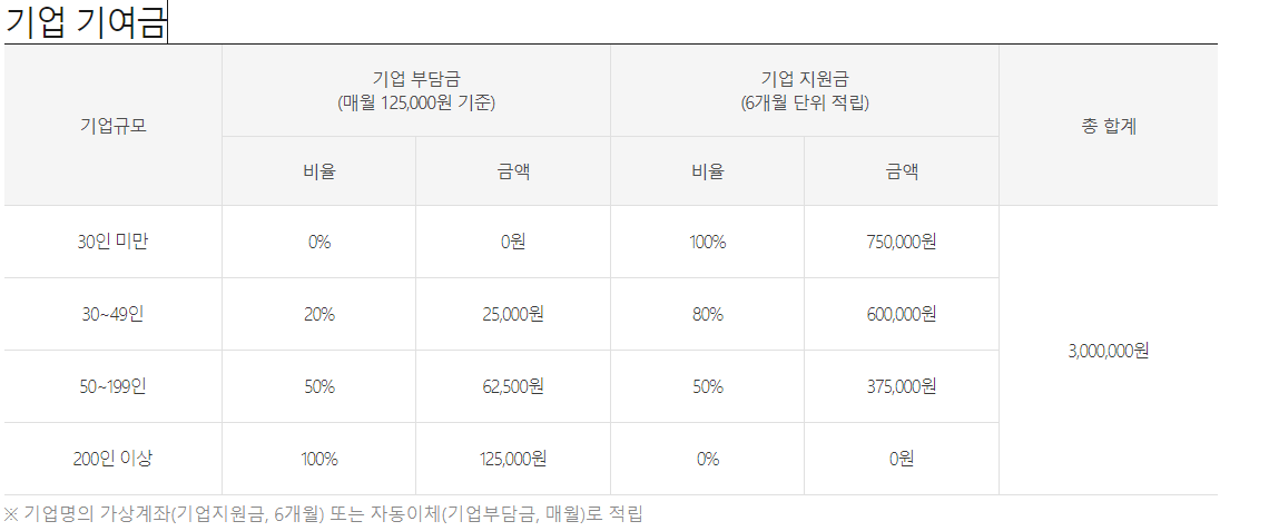 청년내일채움공제 기업 기여금