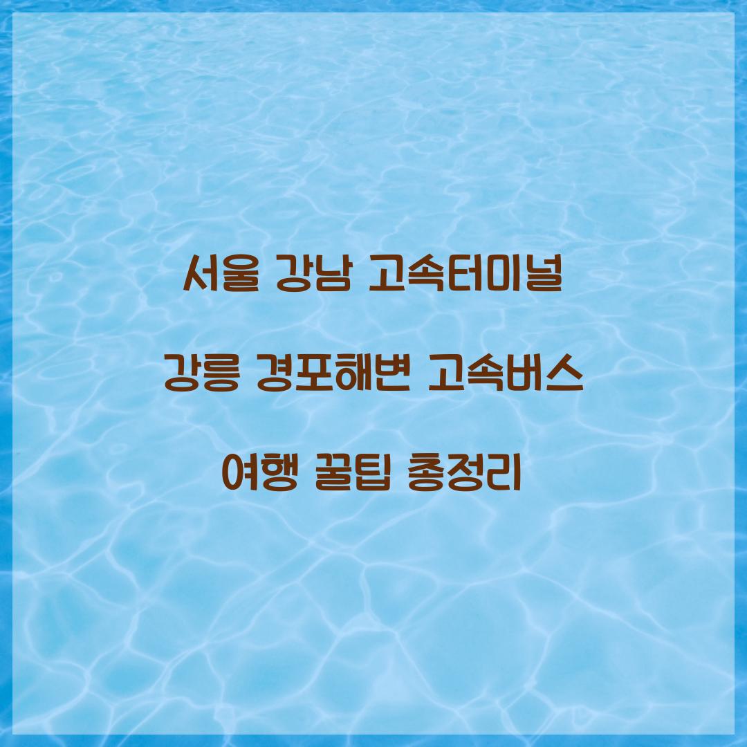 서울 강남 고속터미널 강릉 경포해변