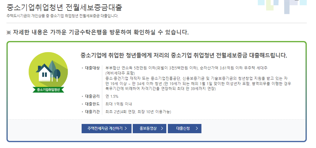중소기업취업청년 전월세보증금대출 자격, 한도, 금리 알아보기