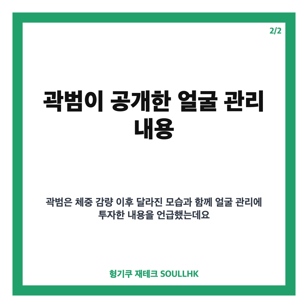 곽범 얼굴 시술, 치아 복구부터 레이저&middot;보톡스까지 공개한 관리 비용 카드뉴스 3