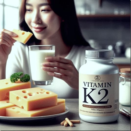 비타민 K 많은 음식과 섭취량, 치즈 먹는 여성