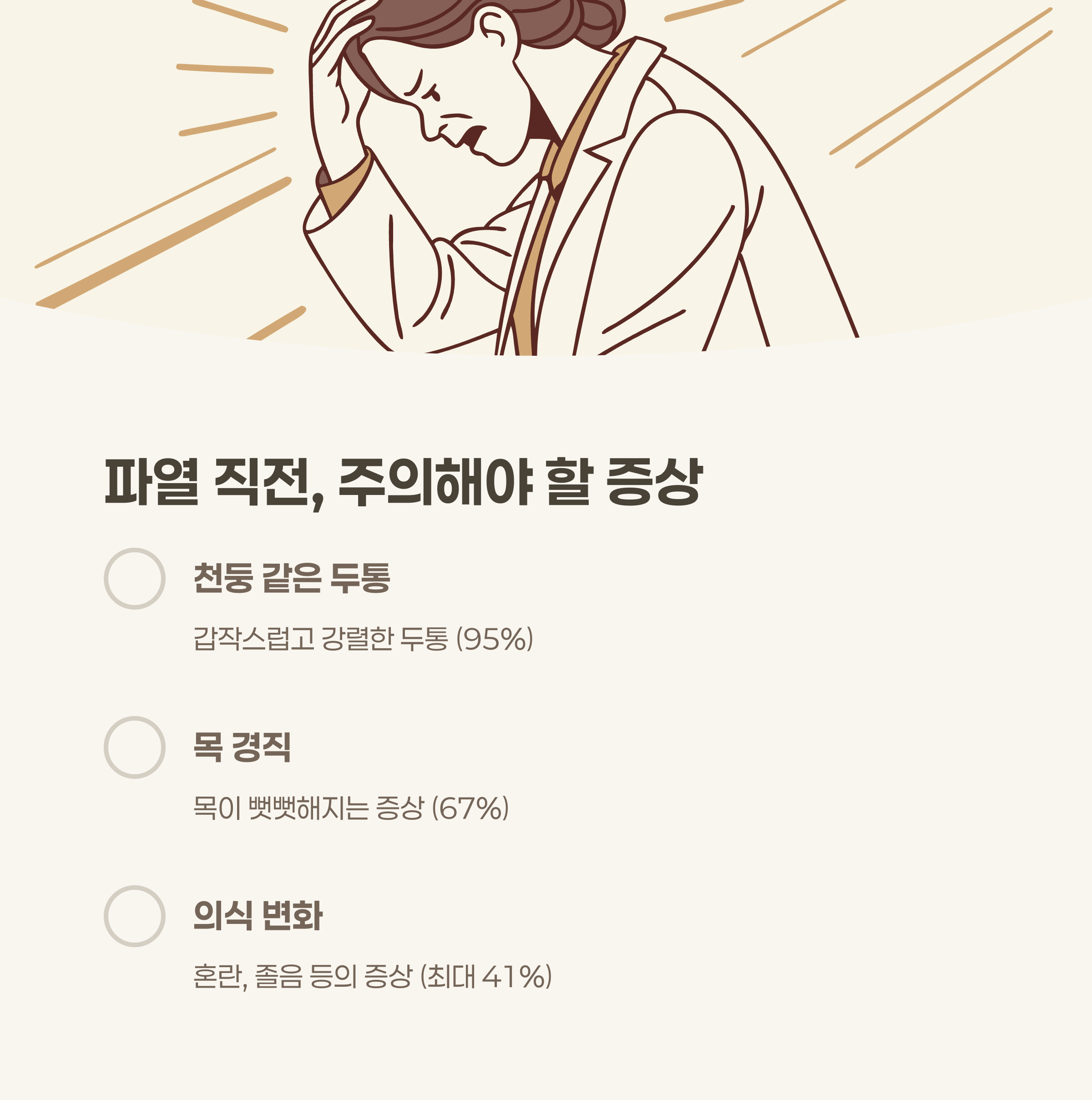 뇌동맥류 파열 직전, 반드시 주의해야 할 증상