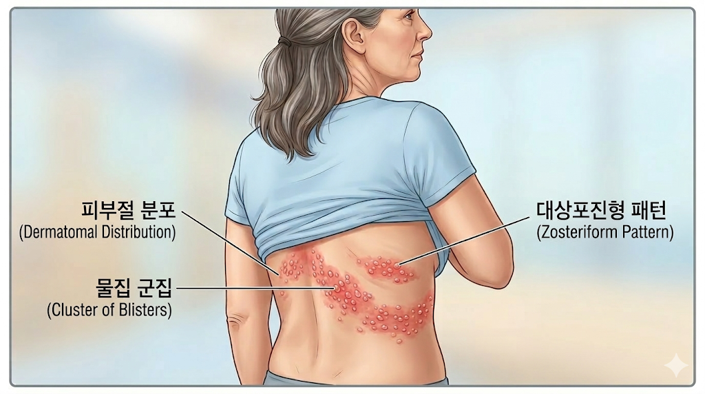 대상포진 물집이 나타나는 그림