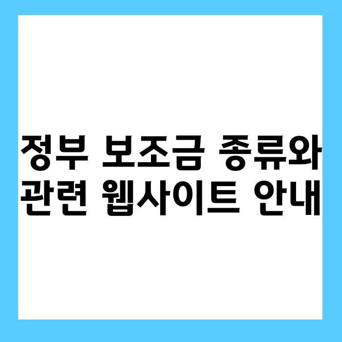 정부 보조금 종류와 관련 웹사이트 안내