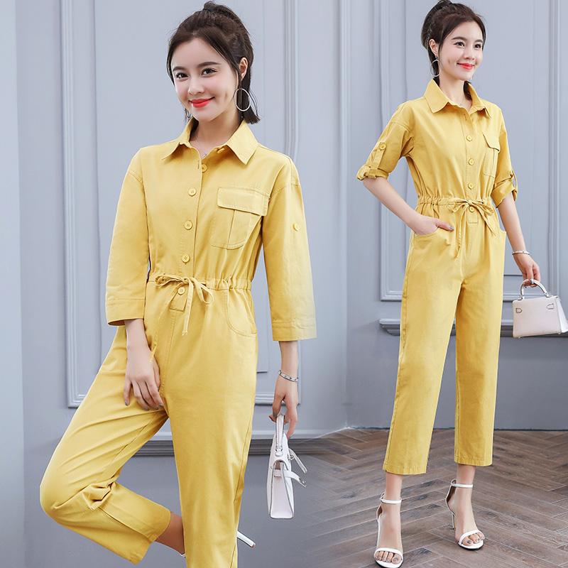 여성 작업복 빈티지 점프슈트 멜빵바지 캐쥬얼