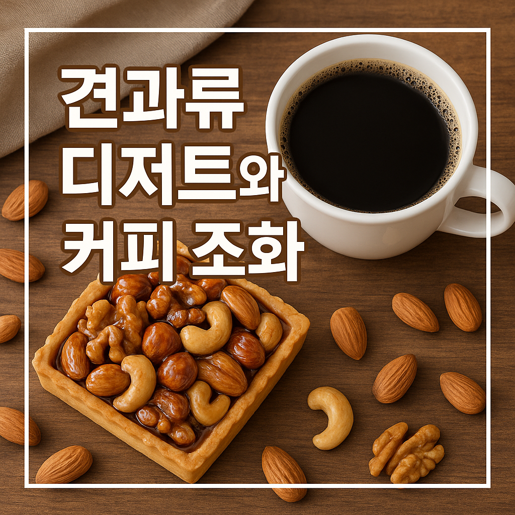 견과류 디저트와 커피 조화