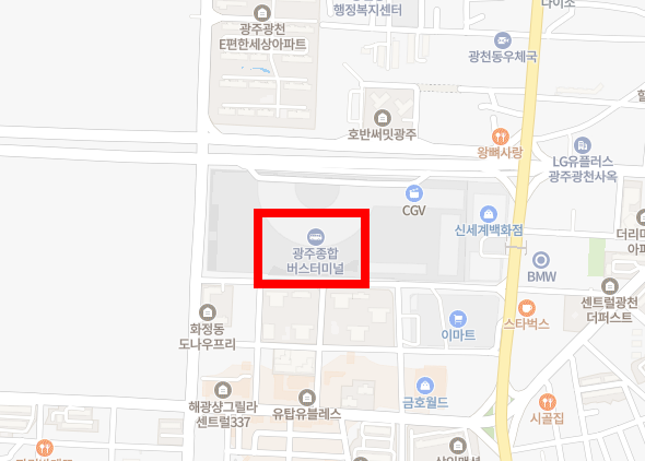 광주터미널 위치-지도