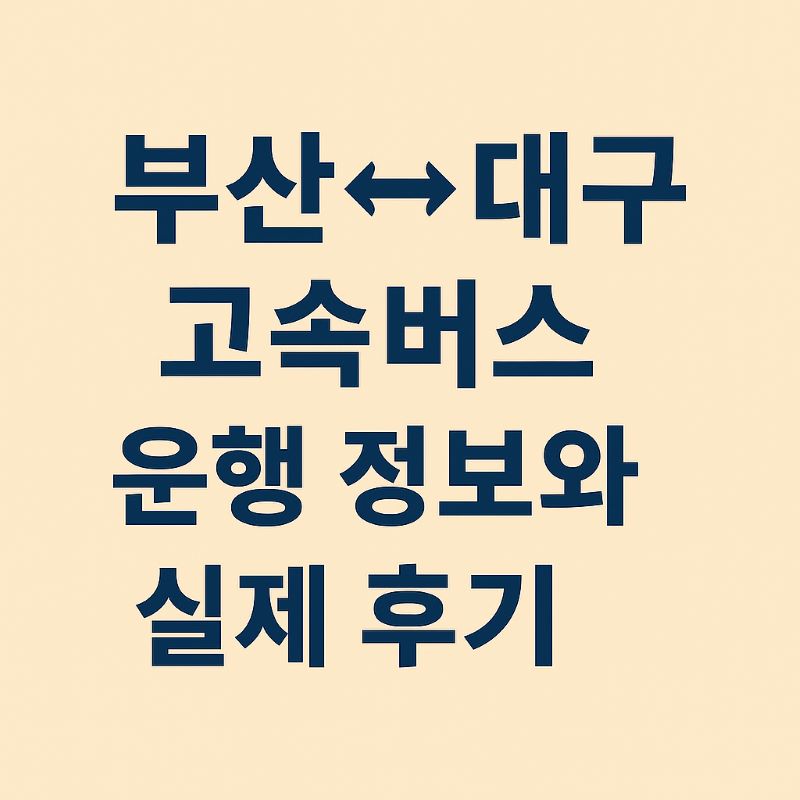 부산↔대구 고속버스 운행 정보와 실제 후기