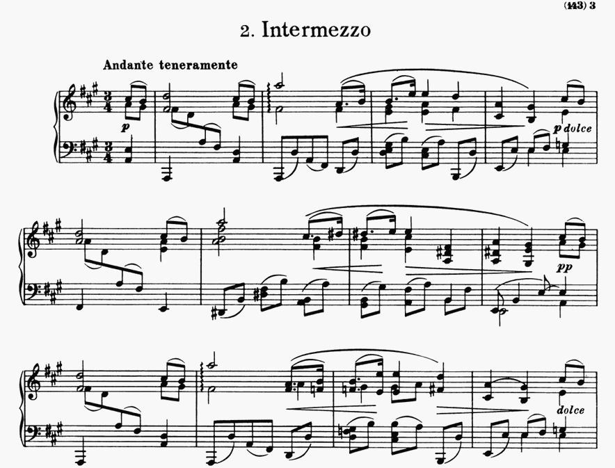 브람스 <6개의 피아노 소품 Sechs Klavierstücke, Op.118 No.2>