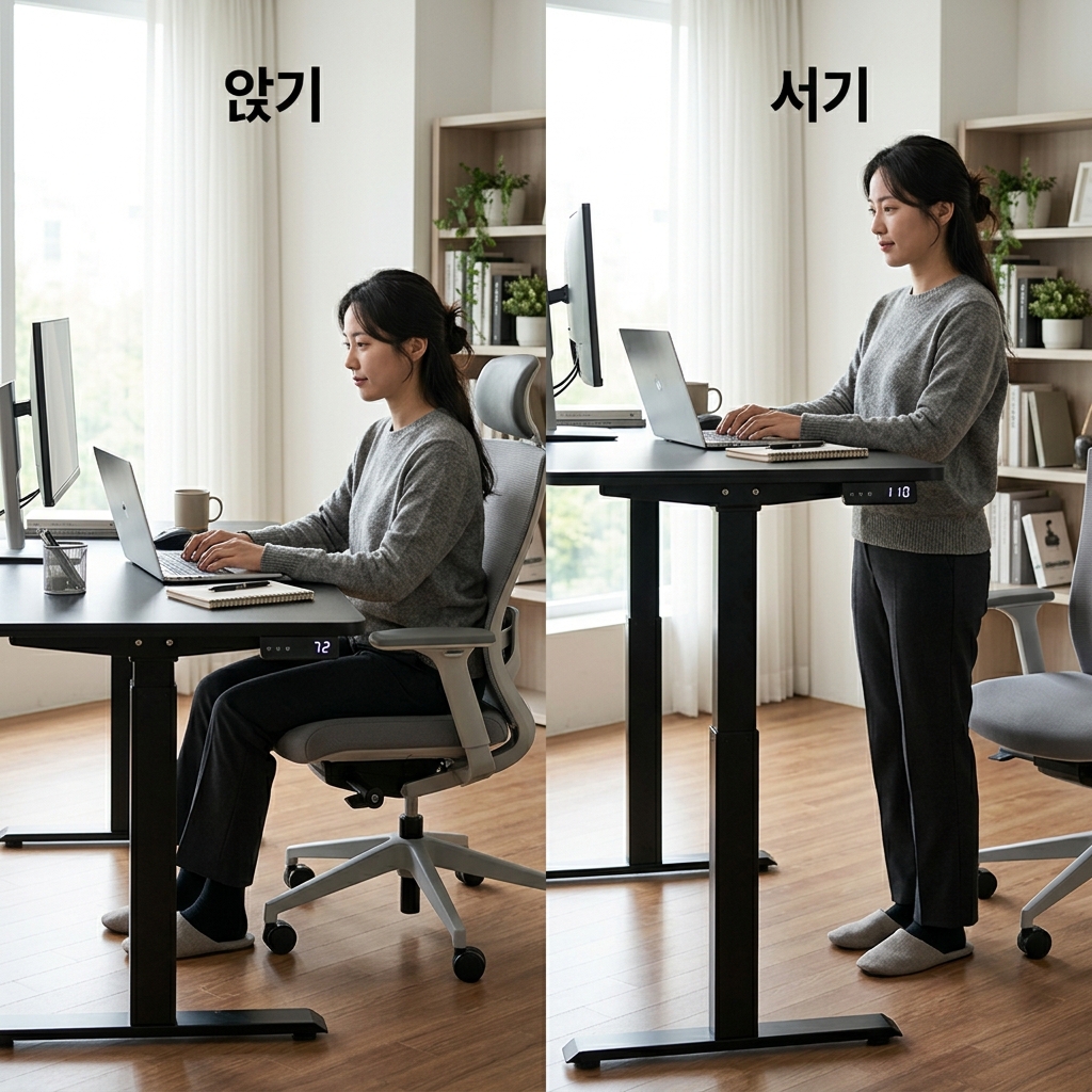 모션데스크 추천 높이조절 자세 전환 사용법