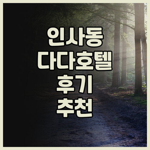 다다호텔 인사동 후기 중심가 위치와 