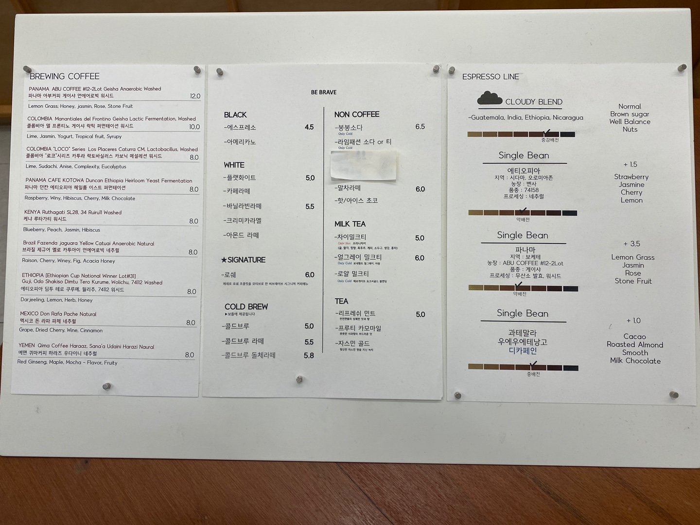 메뉴판