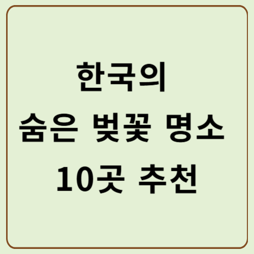 한국의 숨은 벚꽃 명소