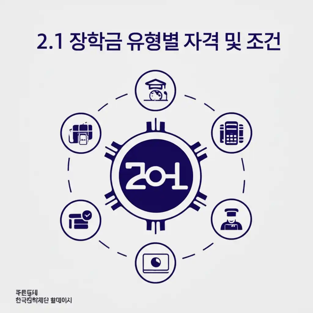 푸른등대 한국장학재단 홈페이지, 2.1 장학금 유형별 자격 및 조건 상세 정보.