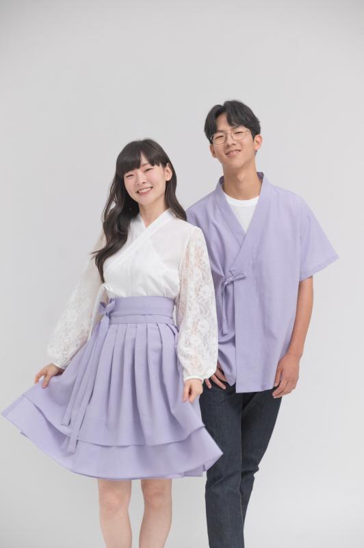 수수한 생활한복 2단 캉캉 미디 허리치마, 수수한 한복