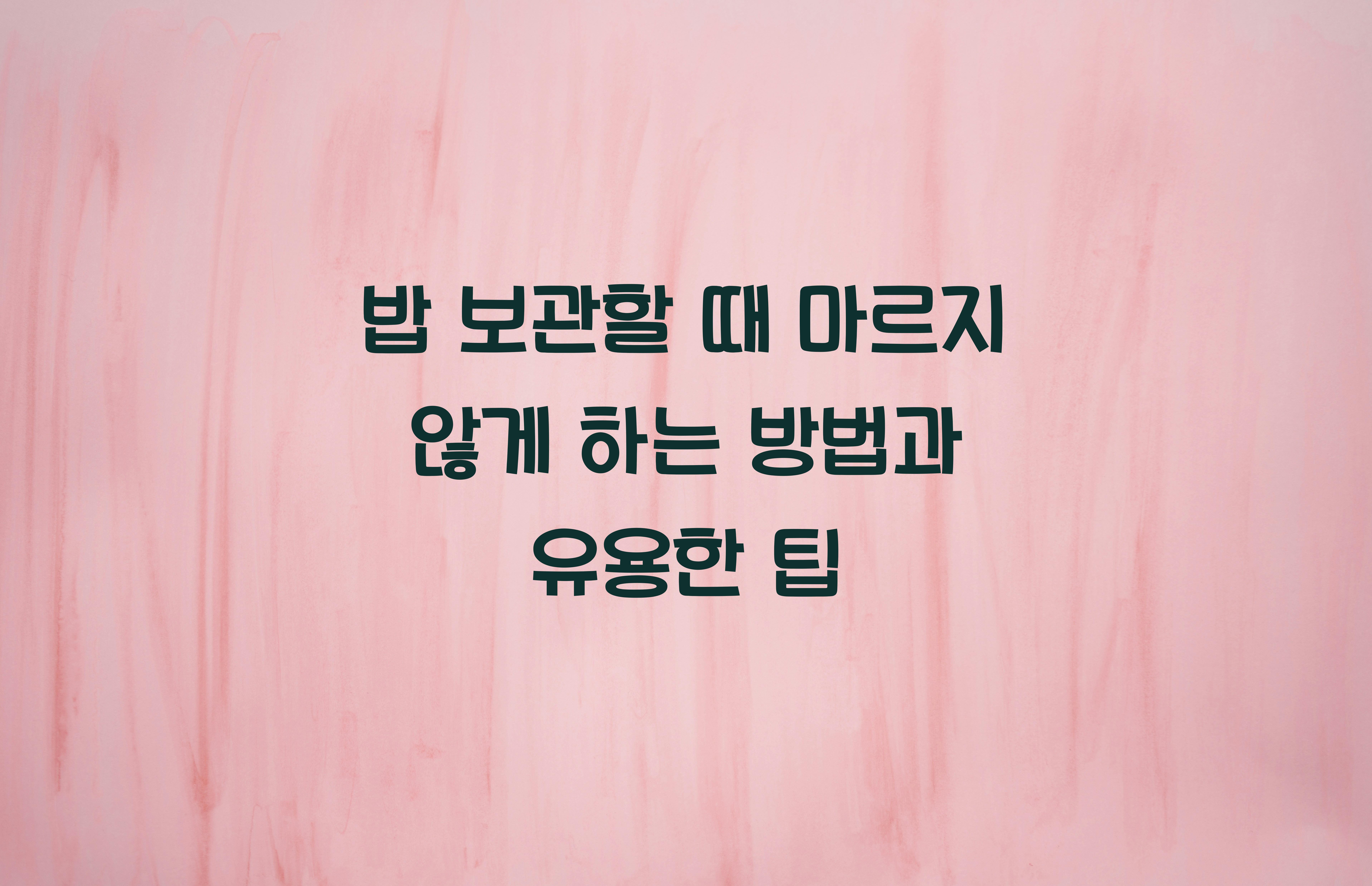밥 보관할 때 마르지 않게 하는 방법