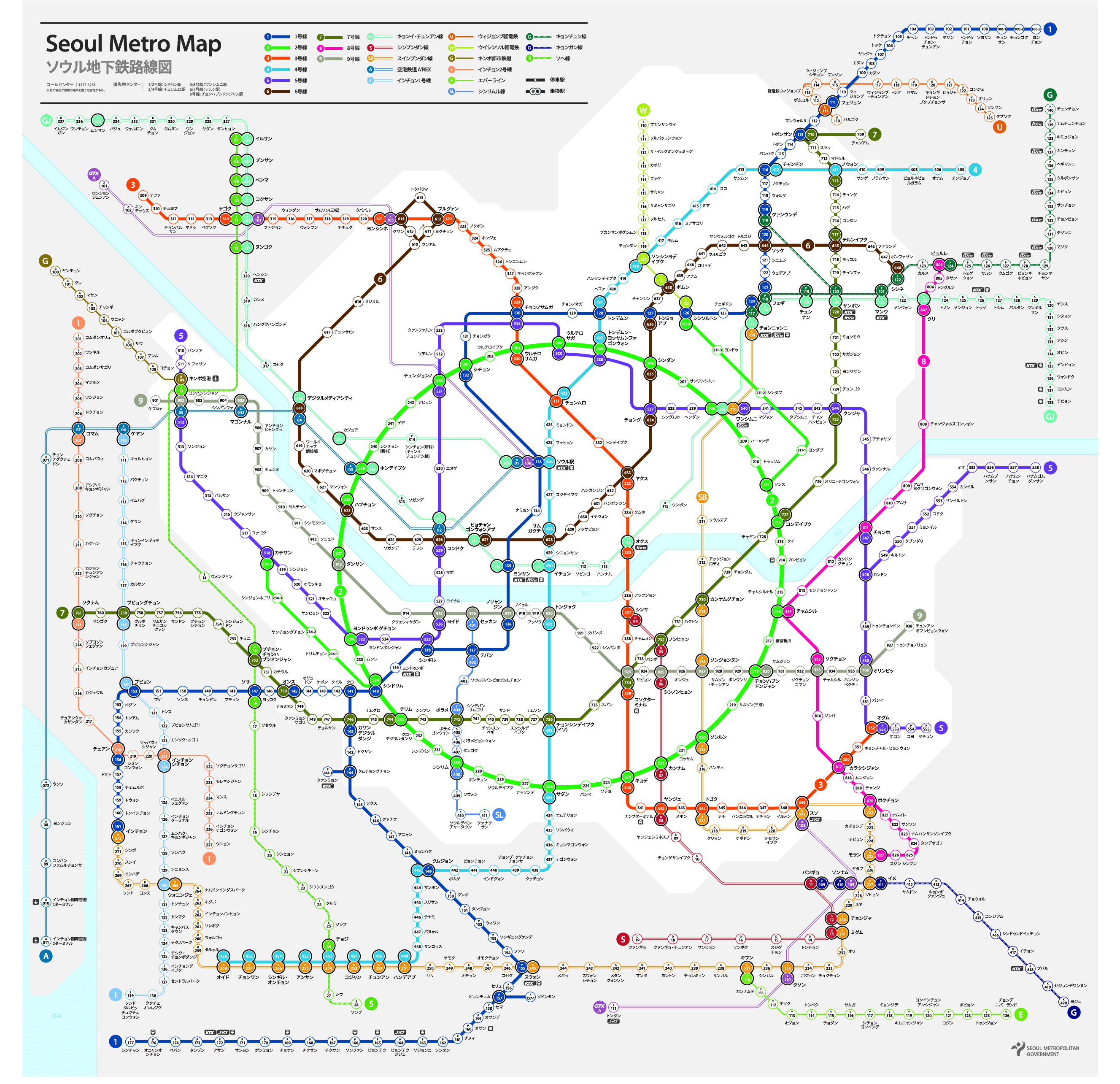 서울 지하철 노선도 일본어 最新ソウル首都圏地下鉄路線図 - 日本語版イメージ