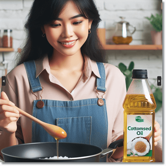 튀김 오일로도 적합한 목화씨 오일, 튀김 요리 하는 여성