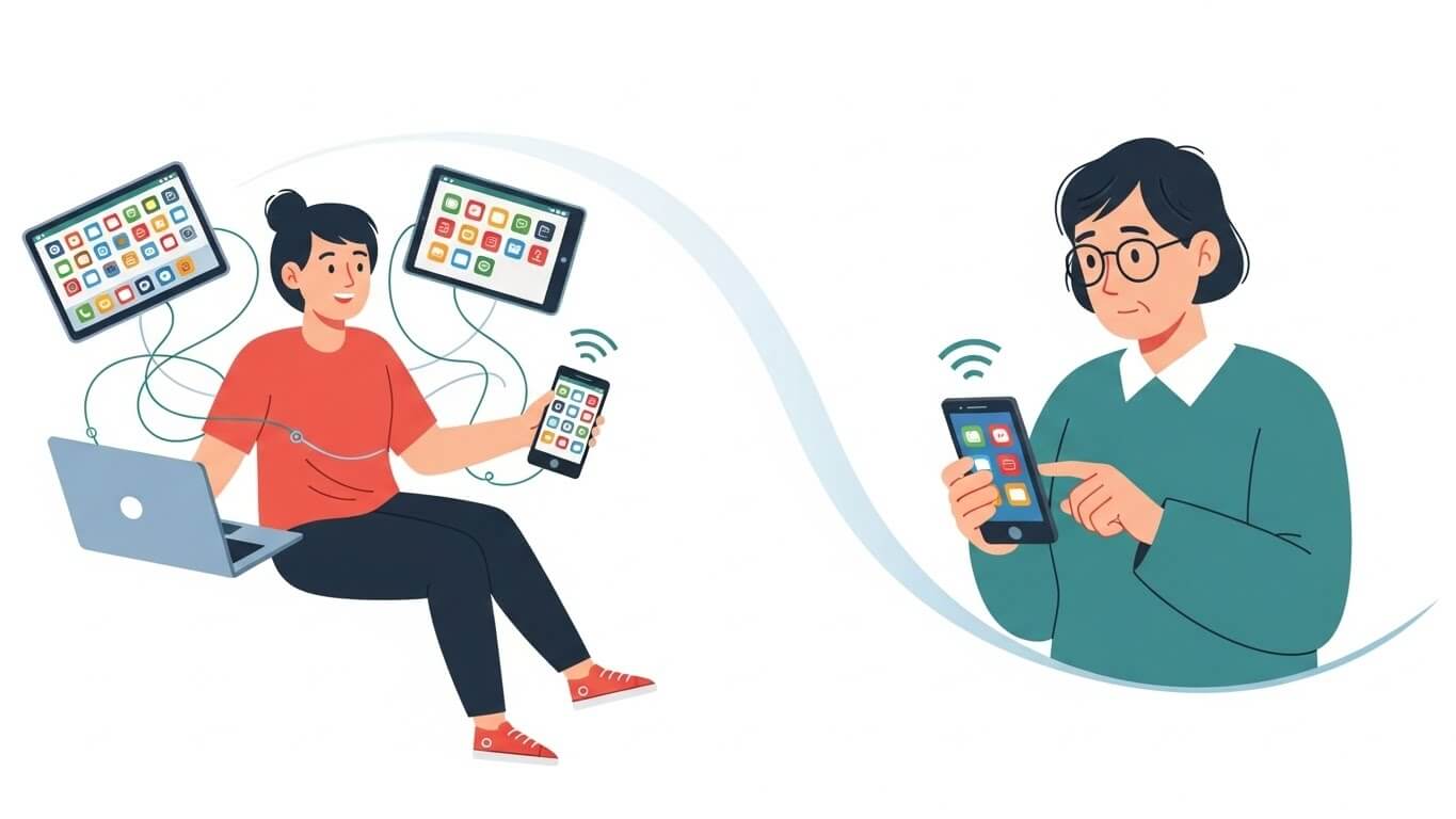 세대별 디지털 활용 능력의 차이