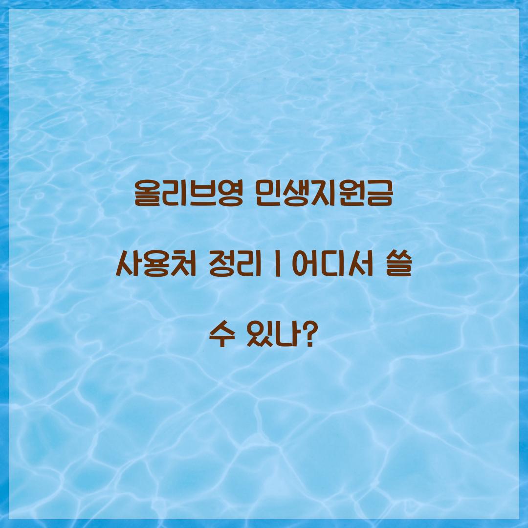 올리브영 민생지원금