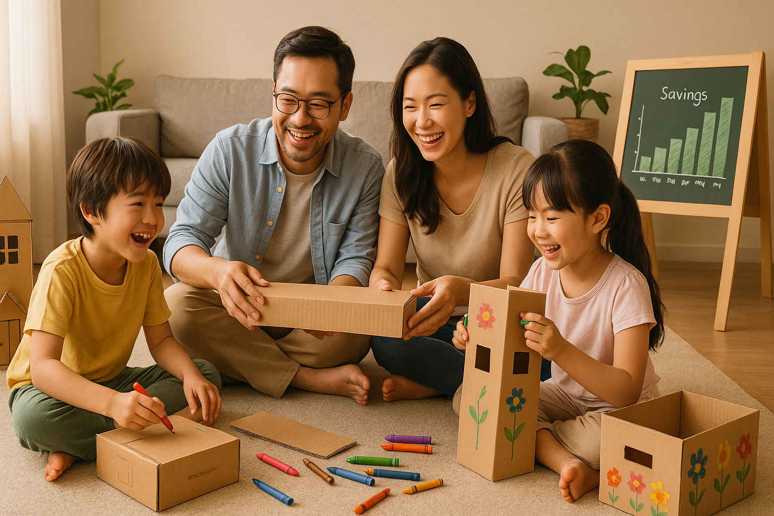 생활 속 재활용의 즐거움과 실용성이 조화롭게 담긴 이미지