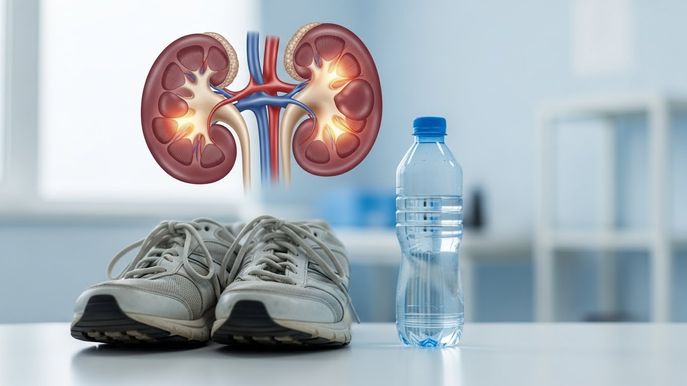 격렬한-운동-후-급성-신장-스트레스를-상징적으로-보여주는-사실적인-임상-장면입니다.