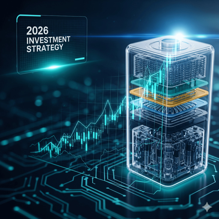 2026년의 거대한 그리드 규모 에너지 저장 시스템(ESS) 시설을 배경으로 한 고해상도 산업 현장