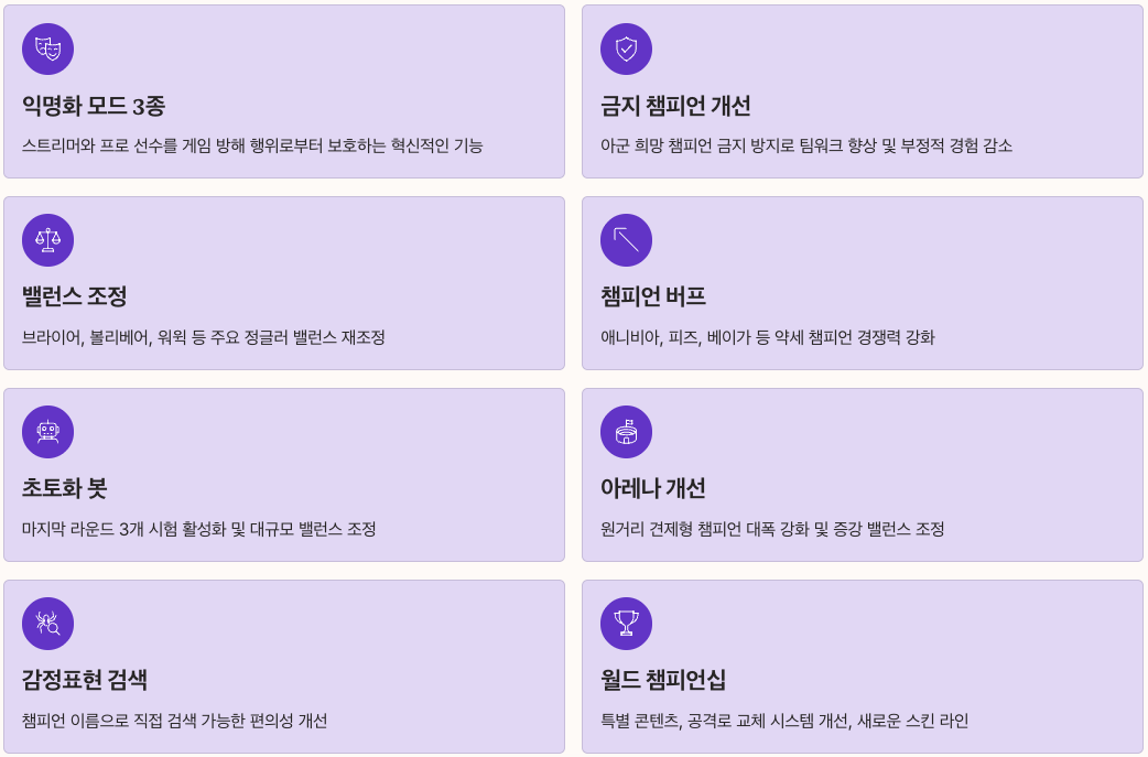 롤 25.20 패치 핵심 요약 정리