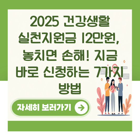 2025 건강생활 실천지원금 12만원, 놓치면 손해! 지금 바로 신청하는 7가지 방법 대표 이미지