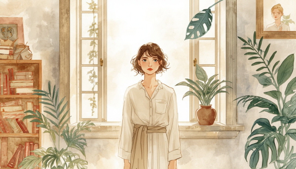 INFJ는 깊은 직관과 강한 공감 능력을 가진 사람입니다. 섬세하게 타인을 이해하며, 혼자만의 세계 속에서 조용히 많은 것을 느끼고 생각합니다에 관한 그림입니다