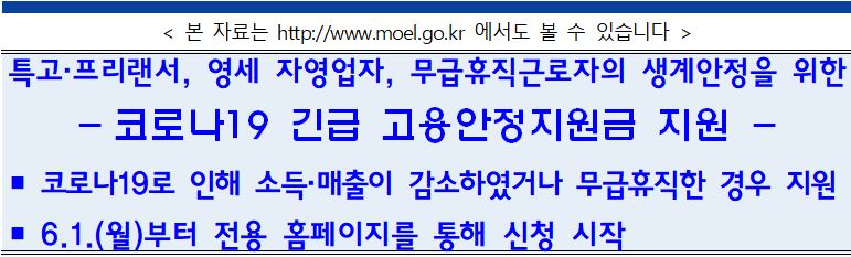 긴급 고용안정지원금 신청 방법 대상 자격 서류